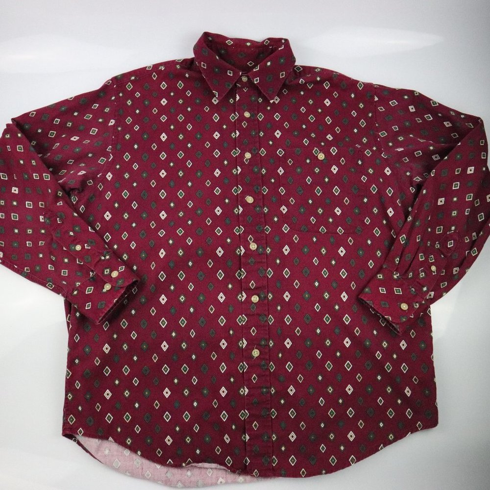 Men's Trader Bay Shirt Burgundy Long Sleeve Button up 100% Cotton